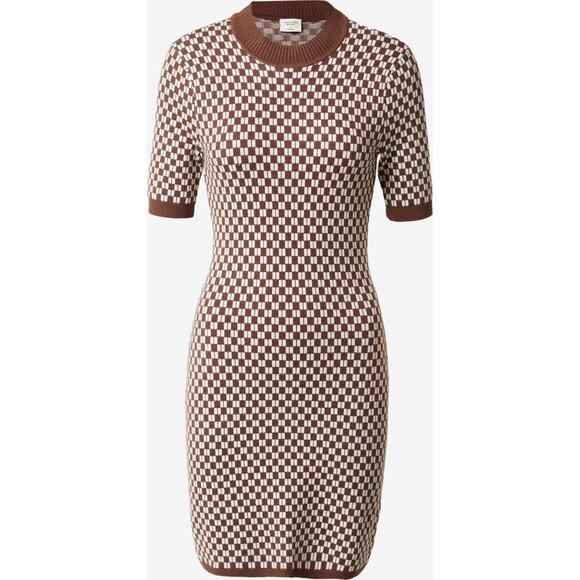 Abercrombie & Fitch Brown Knit Sweater Check Mini Dress Size Small 26617 - Picture 1 of 12